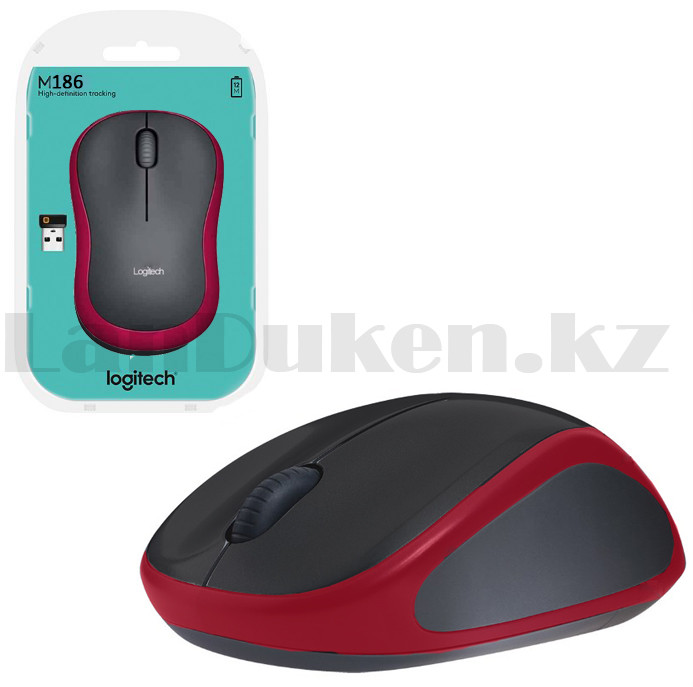 Компьютерная мышь беспроводная оптическая 1000 dpi USB Logitech M186 Wireless Mouse красный - фото 8 - id-p80783892