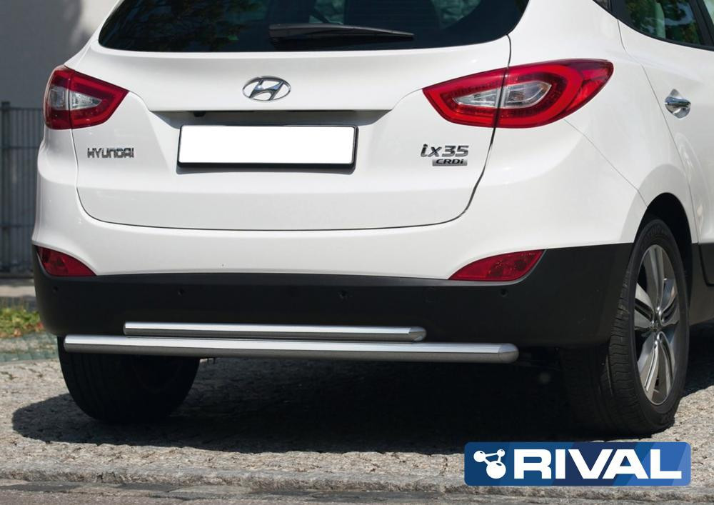 Hyundai Tucson /IX35 2010-2013-2015 Защита заднего бампера d57+d42 - фото 1 - id-p80799302