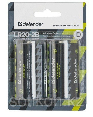 Элемент питания LR20 D Defender Alkaline LR 20 -2 штуки в блистере, фото 2