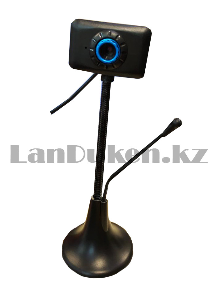 Веб-камера WebCam с микрофоном на гибкой ножке настольный HD 480 p черно-синий - фото 4 - id-p80843705