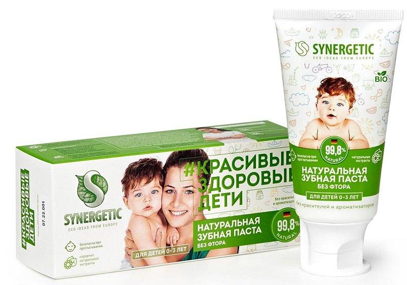 Детская зубная паста SYNERGETIC липа и ромашка, от 0 до 3 лет, 50гр - фото 1 - id-p80845898