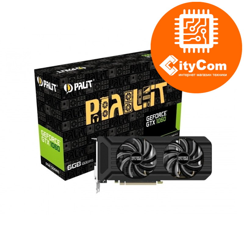 Видеокарта Palit GeForce GTX 1060 Dual 6GB DDR 5, игровая видеокарта. Арт.6450 - фото 1 - id-p80847345