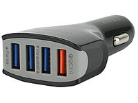 Автомобильное зарядное устройство от прикуривателя с четырьмя USB портами с функцией быстрой зарядки, UN682