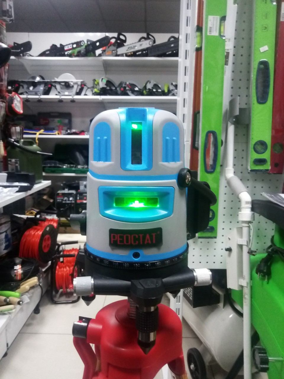 Лазерный уровень РЕОСТАТ + штатив (Зеленый луч)