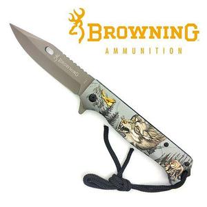 Нож складной Browning FA-47 с принтом (Волк)