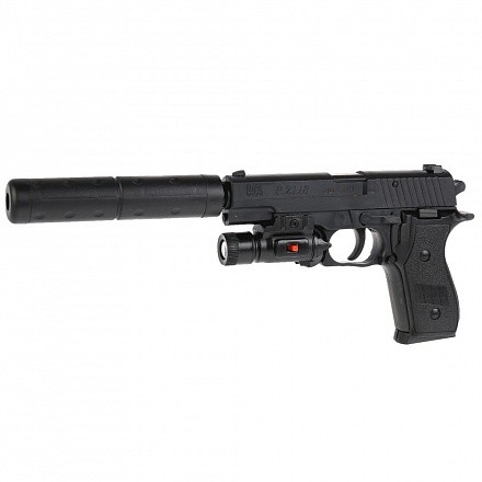 Пистолет пневматический P2118-B, с фонариком и глушителем - фото 1 - id-p80886444