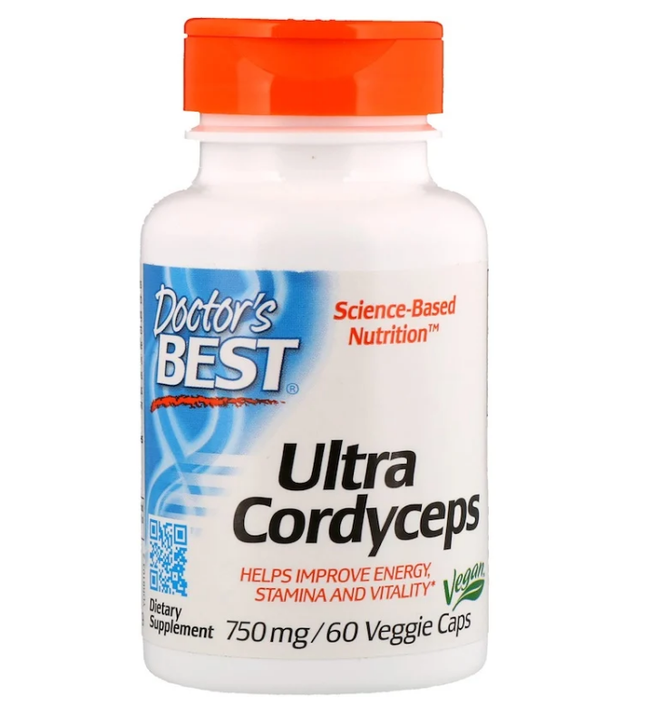 Doctor's Best, Ultra Cordyceps, 750 мг, 60 растительных капсул