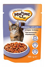 Мнямс, влажный корм для кошек с ягненком в соусе, чувствительное пищеварение, пауч 100гр