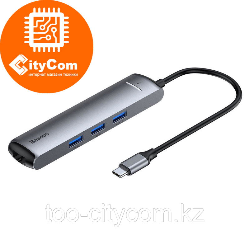 Baseus USB type-C HUB CAHUB-JOG "6 in 1", 2xUSB 3.0, 1xLAN, 1xHDMI Арт.6091