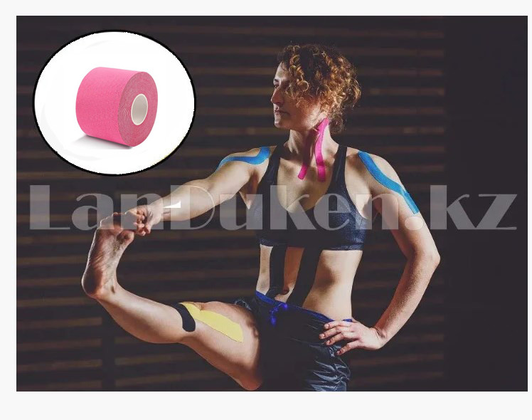 Пластырь для поддержки мышц Kinesiology Tape спортивный тейп Кинезио 5 см х 5 м (розовый) - фото 5 - id-p80971226
