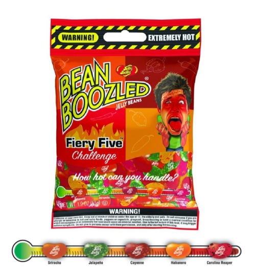 Драже жевательное BEAN BOOZLED Flaming Five МЕГА ЖГУЧИЙ 54гр пакет Jelly Belly / США - фото 1 - id-p80973924