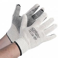 Рабочие перчатки х/б вязаные, G10 c противоскользящими точками, белые, пара
