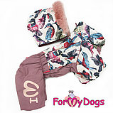 FW839-2020 F,  For My Dogs, Фор Май Дог, Зимний комбинезон *Птички*, лиловый,  для девочек, фото 2
