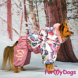 FW839-2020 F,  For My Dogs, Фор Май Дог, Зимний комбинезон *Птички*, лиловый,  для девочек, фото 5