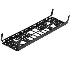 Рамка для номера Евро, пластик, черная, белый, на защелках, площадка для логотипа