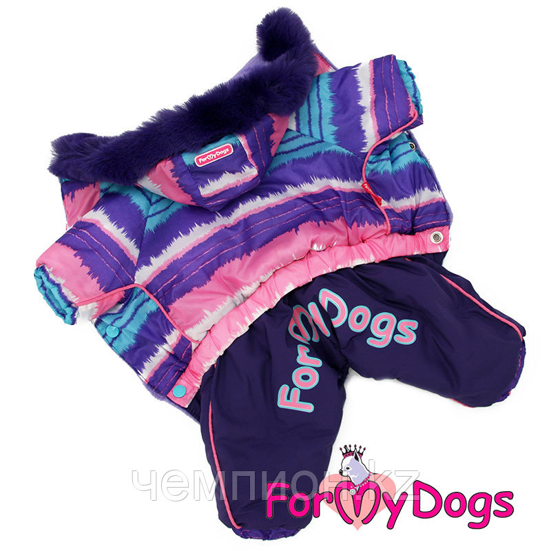FW858-2020 F, For My Dogs, Фор Май Дог, Зимний комбинезон *Полоска*, фиолетовый, для девочек