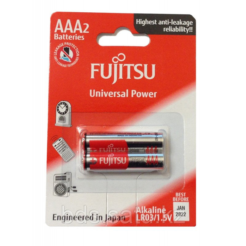 Батареи щелочные Fujitsu LR03(2B)FU-W-FI, серии Universal Power, типа ААA, 2 шт, (в блистере) - фото 1 - id-p80990725