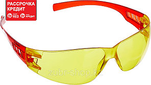 ЗУБР Мастер Желтые, очки защитные открытого типа, пластиковые дужки. (110326)