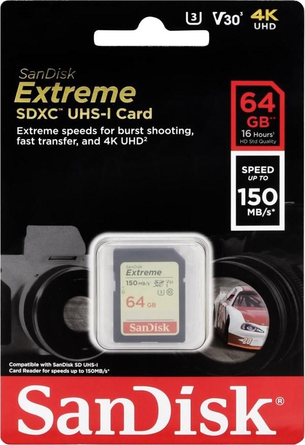 Карта памяти SanDisk EXTREME SD 64GB 150mb/s - фото 1 - id-p81003076