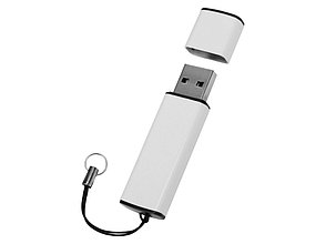 Флеш-карта USB 2.0 16 Gb металлическая с колпачком Borgir, белый, фото 2