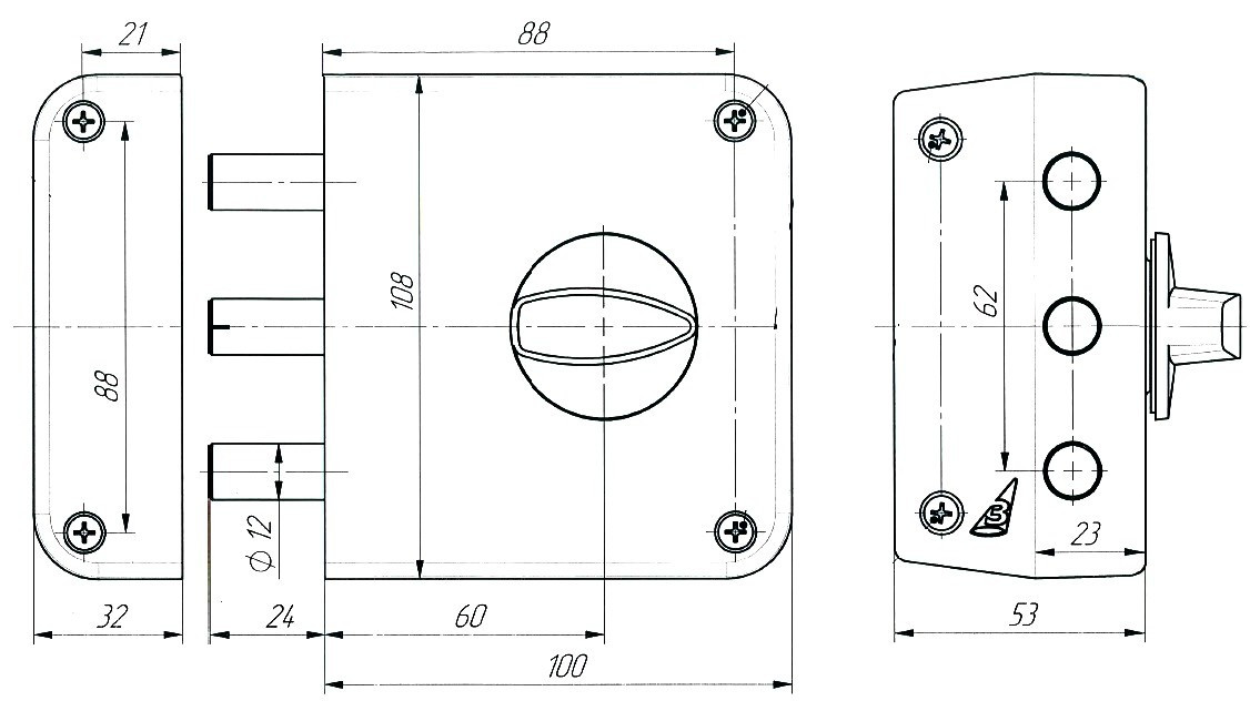 Замок ЗЕНИТ ЗН 1-3-3 медь накладной цилиндровый - фото 2 - id-p81019804