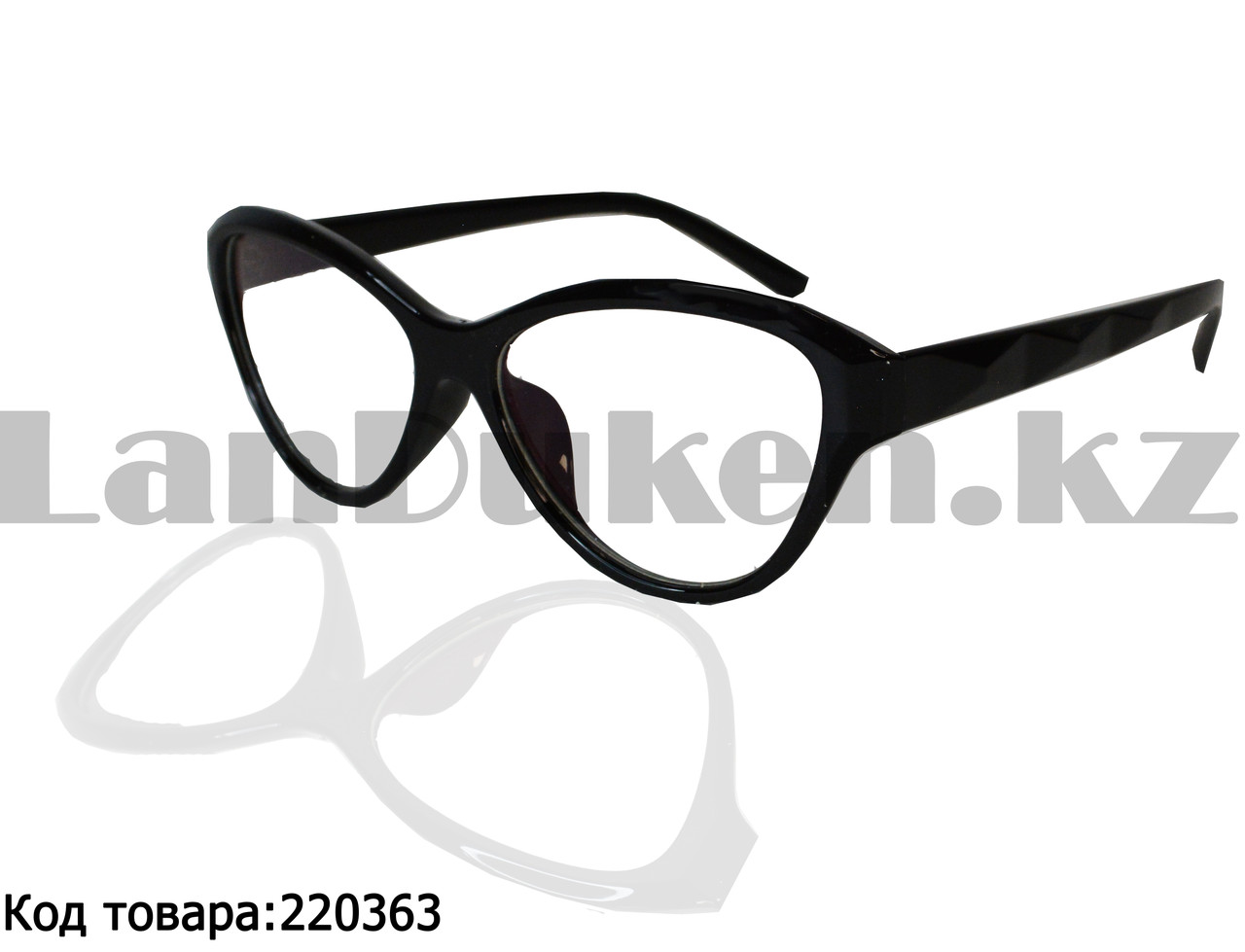 Компьютерные очки с толстой душкой Кошачья оправа глянцевые черные С1
