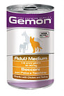 8792 Gemon Dog Medium, Гемон консервы для собак средних пород кусочки курицы с индейкой, 1250гр