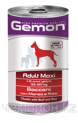 8790 Gemon Dog Maxi Adult, Гемон кусочки говядины с рисом для собак крупных пород, 1250гр. - фото 1 - id-p81035252