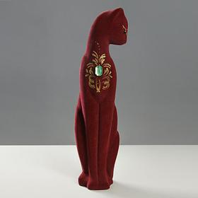 Копилка "Кошка Багира" флок, бордовая,48 см