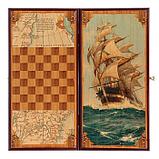 Нарды "Морские", деревянная доска 40х40 см, с полем для игры в шашки, фото 6