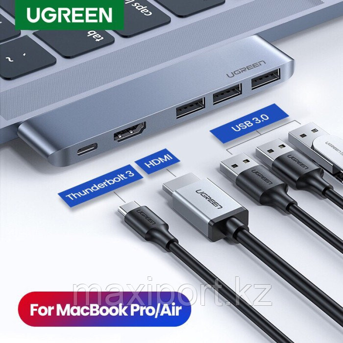 Ugreen 6in1 многофункциональный адаптер поддержка 6к поддержка Macbook - фото 1 - id-p81044588