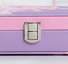 Кейс шкатулка сундучок ларец для драгоценностей и украшений кожзам Розовые цветы на сиреневом 5х15х10 см, фото 5