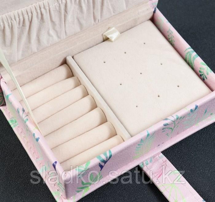 Кейс шкатулка сундучок ларец для драгоценностей и украшений кожзам Фламинго на кнопке 4,5х15,5х10,5 см - фото 3 - id-p81063971