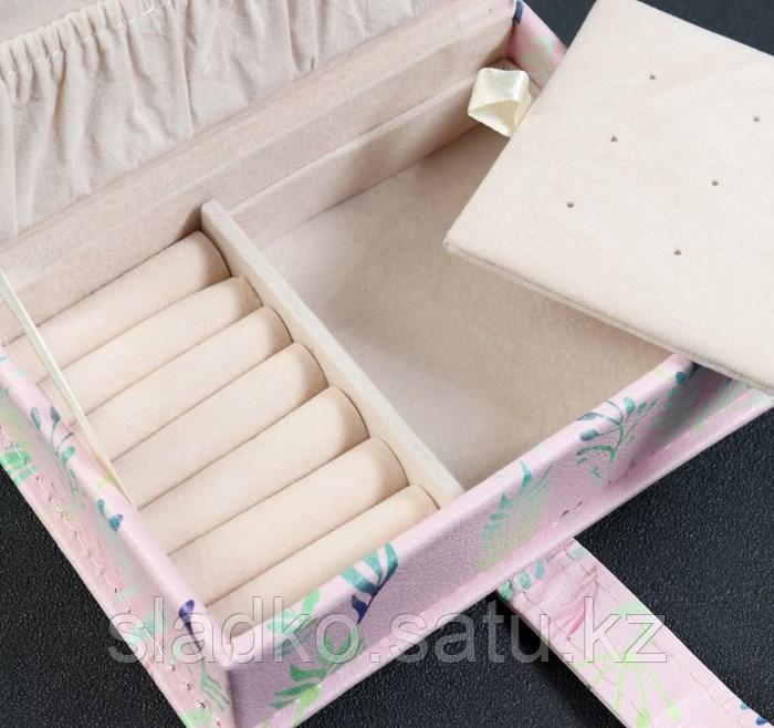 Кейс шкатулка сундучок ларец для драгоценностей и украшений кожзам Фламинго на кнопке 4,5х15,5х10,5 см - фото 4 - id-p81063971