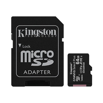 Kingston SDCS2/64GB Карта памяти 64GB microSDXC Canvas Select Plus 100R A1 C10 Card + Adapter - фото 1 - id-p81110918