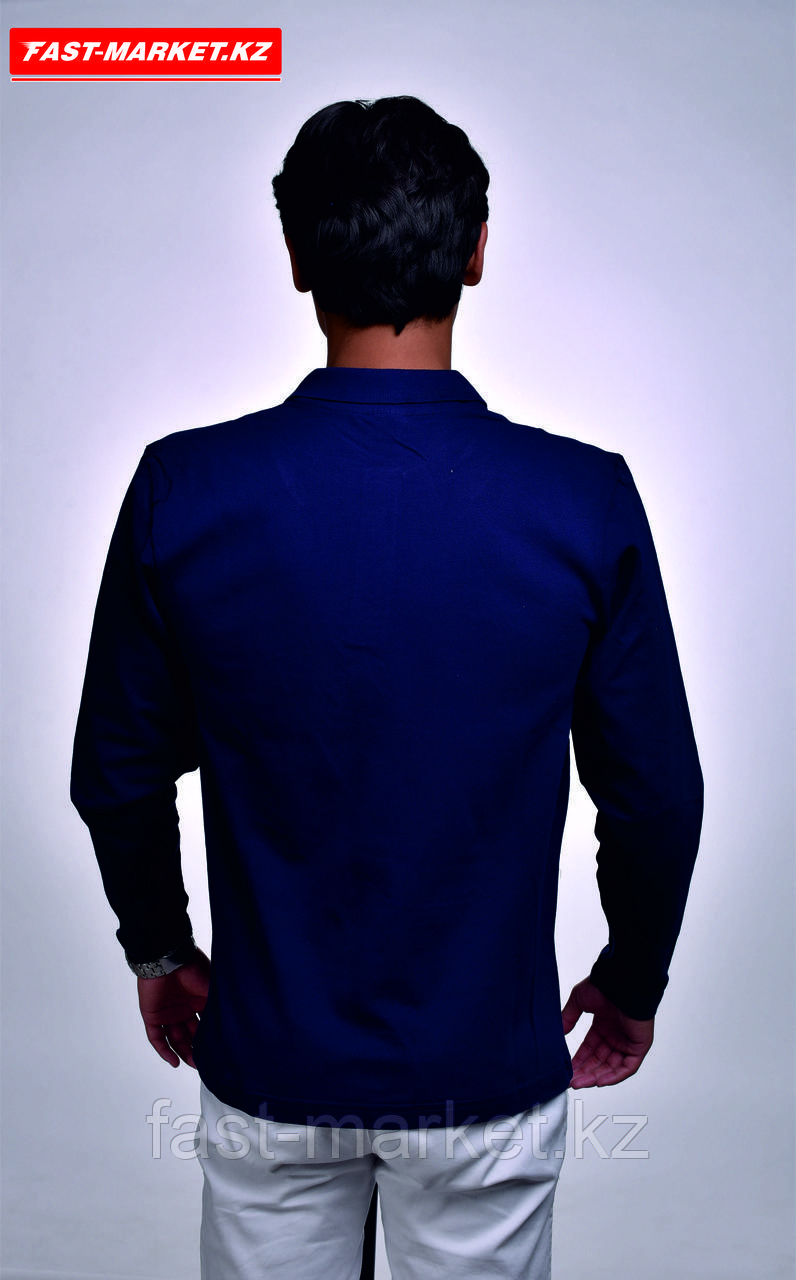 Рубашка поло с длинными рукавами темно-синее - фото 3 - id-p81114839