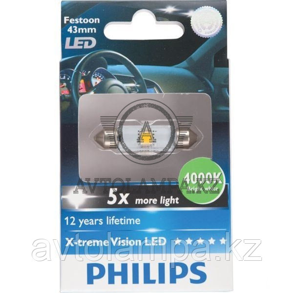 Philips 12945 Led 4000K 12V 1W (43мм) C5W Festoon