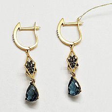 Серьги с бриллиантами и Лондон топазом «Blue Night» ( Шоурум )