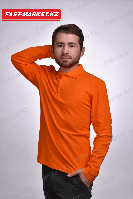 Поло оранжевое с длинными рукавами M
