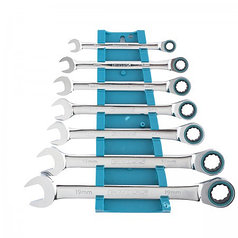 Набор ключей комбинированных с трещоткой, 8-19 мм, 7 шт, CrV Gross