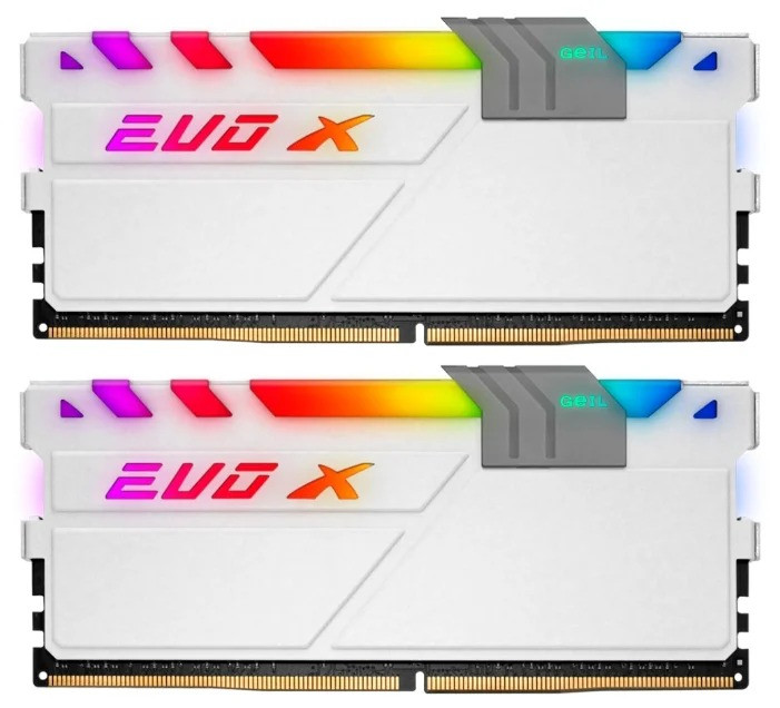 Оперативная память GEIL PC4-25600 EVO X II White с RGB подсветкой 32GB Kit (2x16GB DDR4 3200MHz)