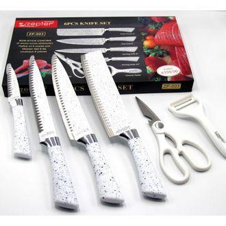 Набор кухонных ножей с ребристой поверхностью ZEPTER [6 предметов с топориком] (Белый)