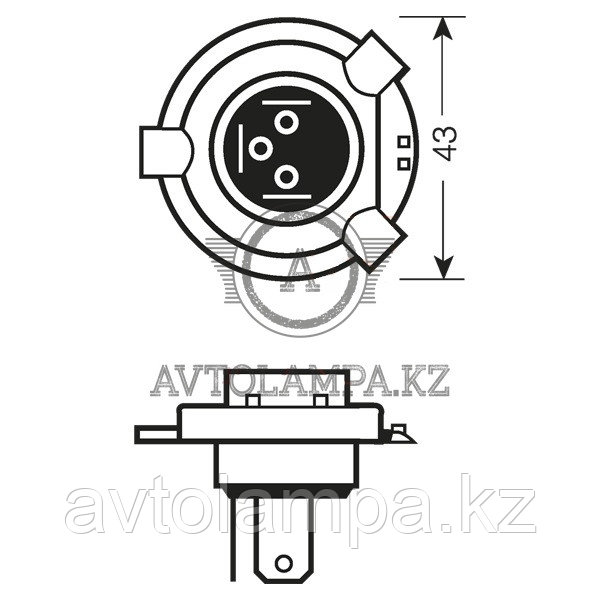 Neolux N472-01B H4 60/55W 12V P43T - фото 2 - id-p81305480