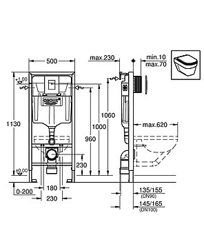 38721001 *Инсталляция для подвесного унитаза GROHE Rapid SL с панелью смыва Skate Cosmo,комплект 3-1, фото 3