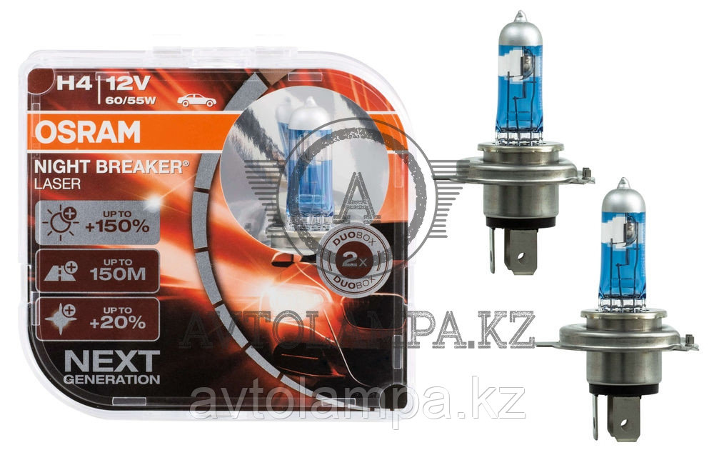 64193NL-HCB Лампа "+150%" света H4 12V 60/55W P43t NIGHT BREAKER LASER dual box (2лампы)