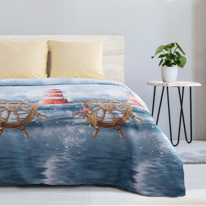 Постельное бельё «Этель» 1,5 сп. Маяк 143×215 см, 150×214 см, 70×70 см - 2 шт, 100% хлопок, поплин 125 г/м²
