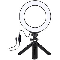 Кольцевая USB LED лампа Puluz PKT3059B 6.2" + настольный штатив