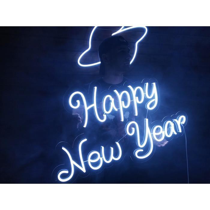 Неоновая вывеска "Happy new year", 89.9 х 53.6 см