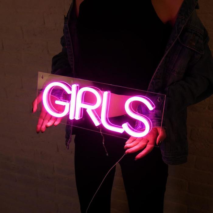 Неоновая вывеска "Girls", 41.5 х 14.8 см