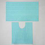 Набор ковриков для ванны и туалета «Моно голубой», 2 шт: 50×50, 50×80 см, фото 2